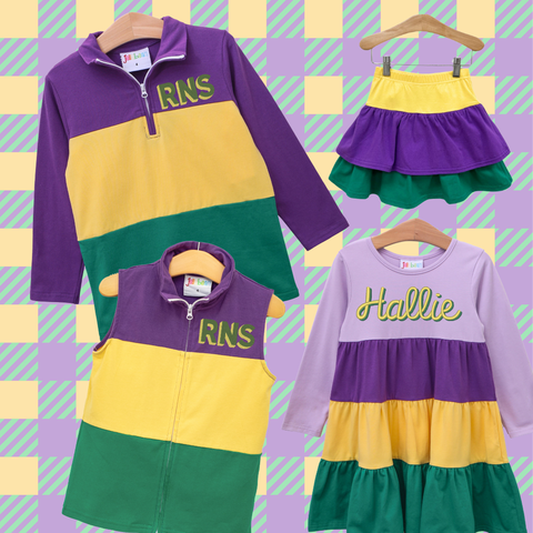 Mardi Gras Colorblock Twirl Dress