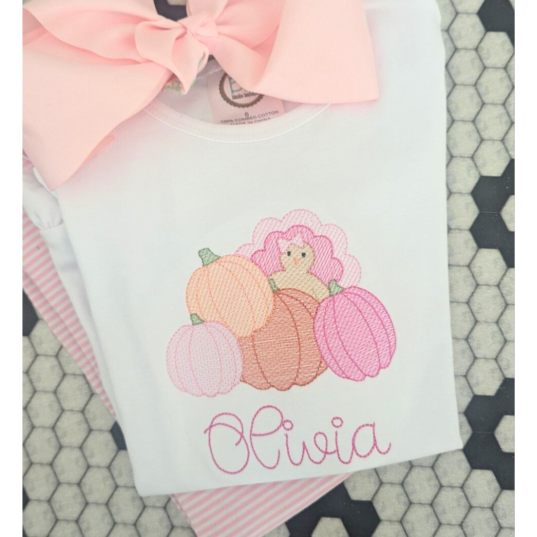 Peeking Turkey Girl Tee/Romper/Onesie