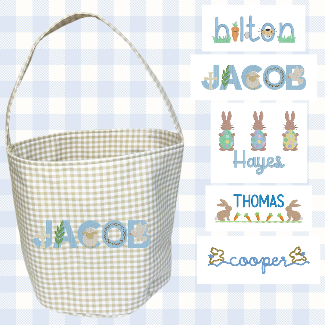 Khaki Gingham Easter Basket