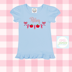 Back to School Bow Ruffle Tee