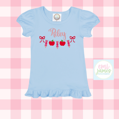 Back to School Bow Ruffle Tee
