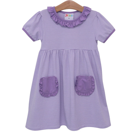 Eleanor Dress Lavender Stripe