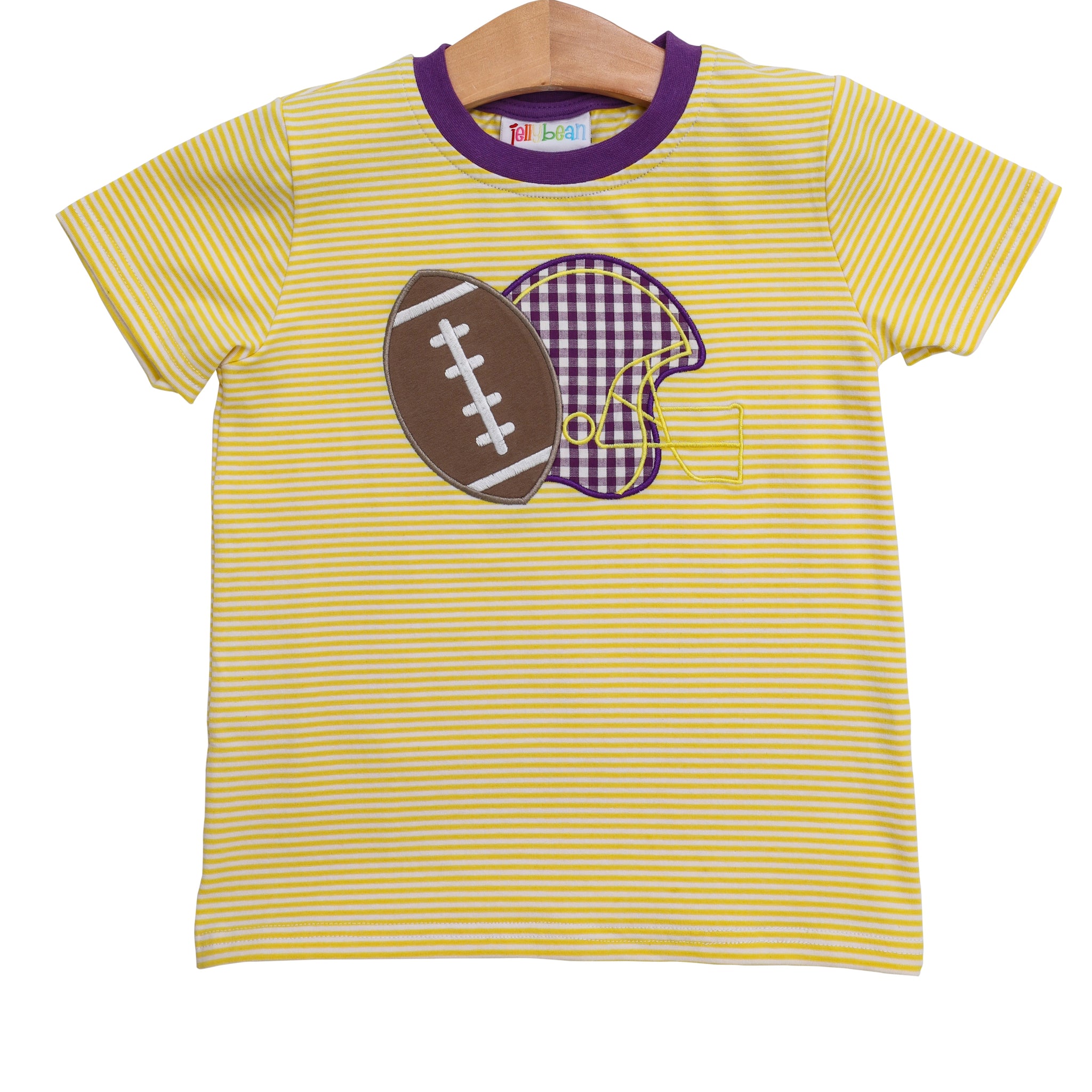 Football Applique T-Shirt- Yellow Stripe