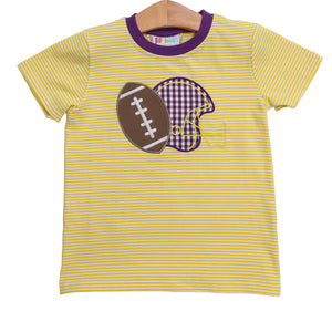 Football Applique T-Shirt- Yellow Stripe