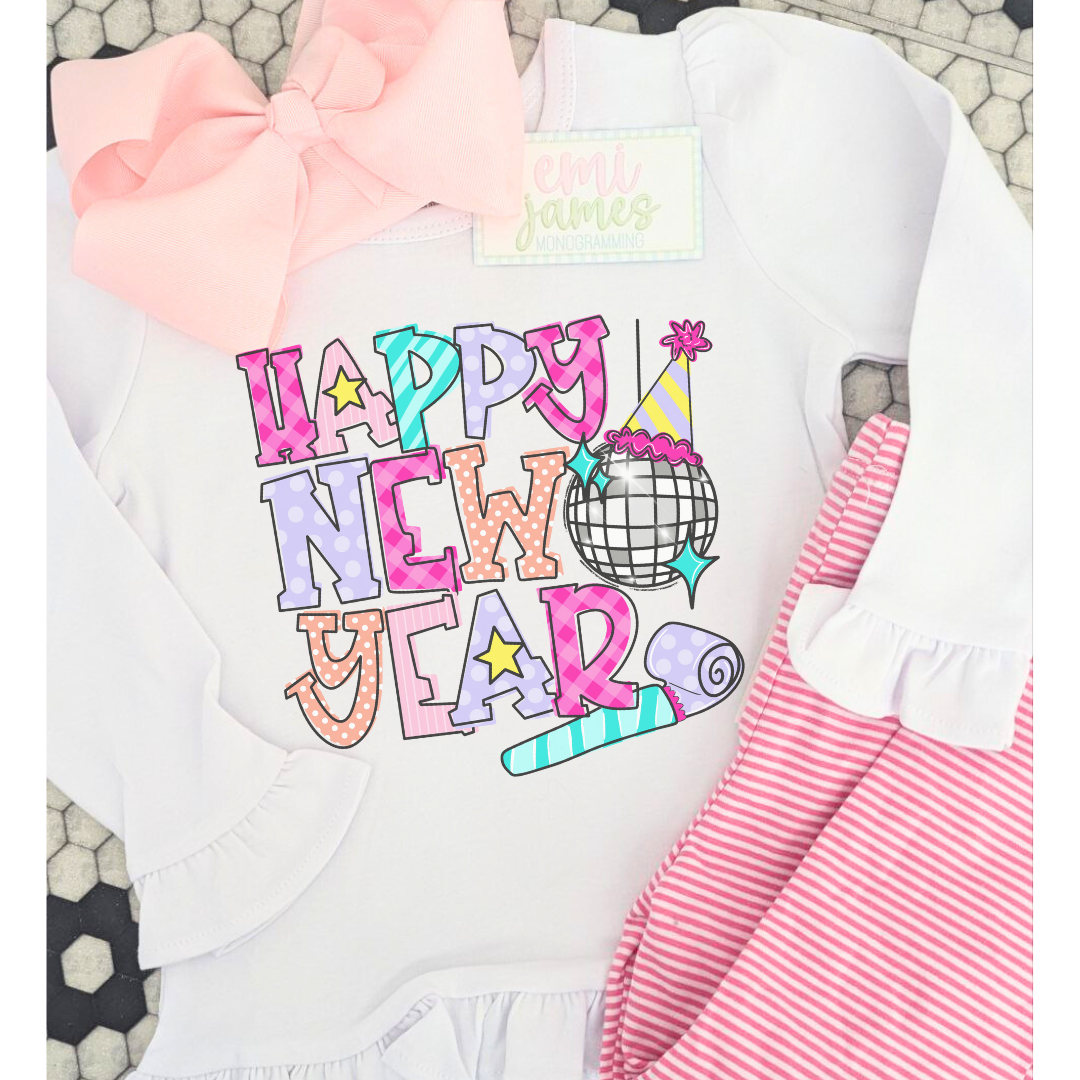 Happy New Year SUBLIMATED Ruffle Tee