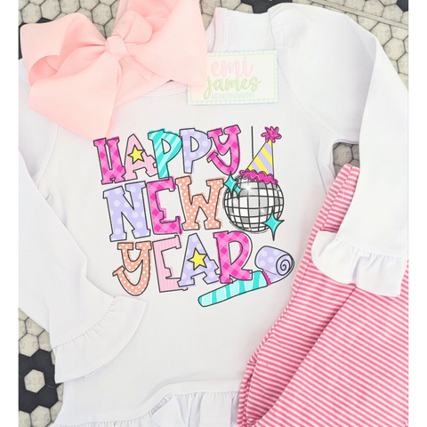 Happy New Year SUBLIMATED Ruffle Tee