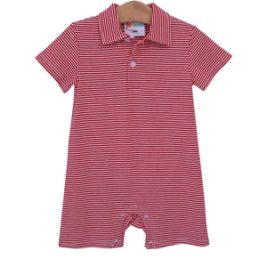 Michael Polo Romper- Red Stripe