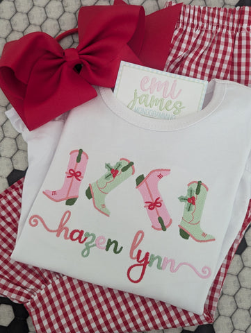 Cowboy Christmas Girl Romper/Tee
