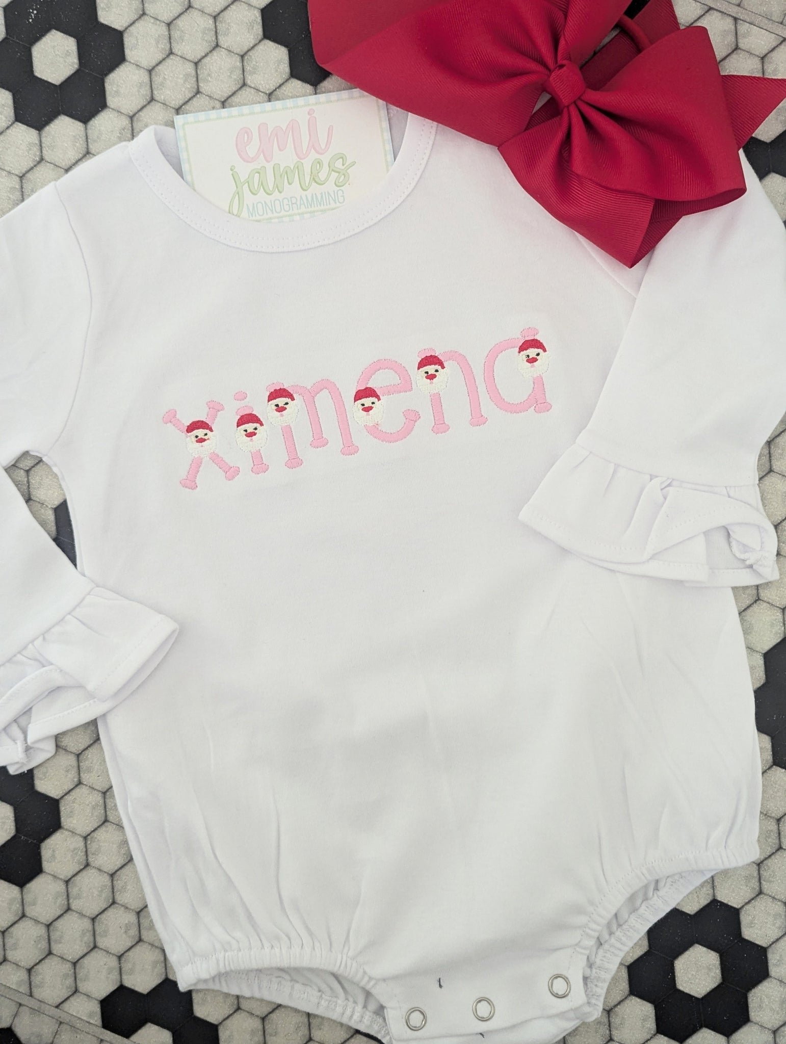 Santa Font Pink Tee/Romper