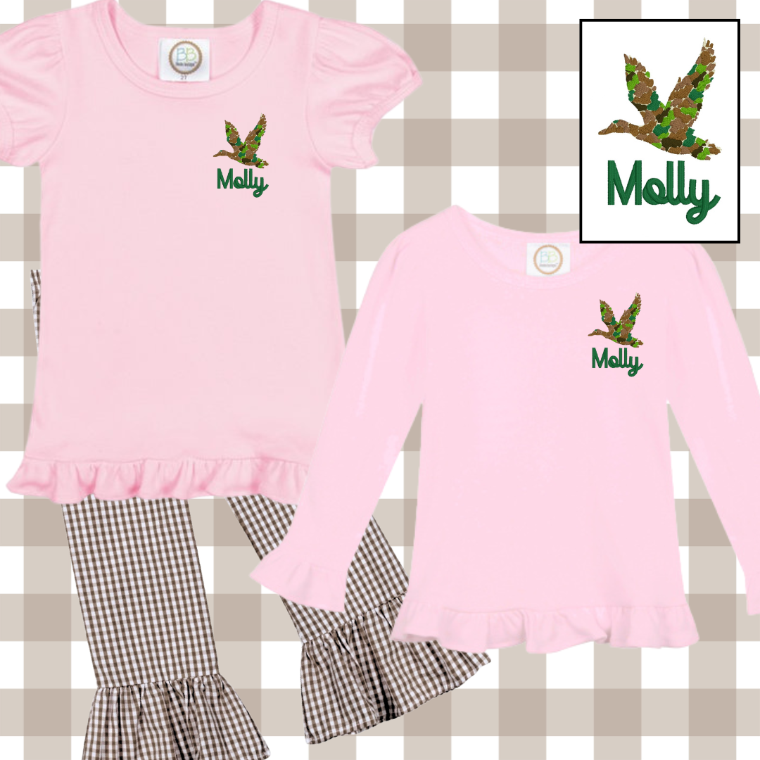 Camo Duck Tee/Romper PINK RUFFLE