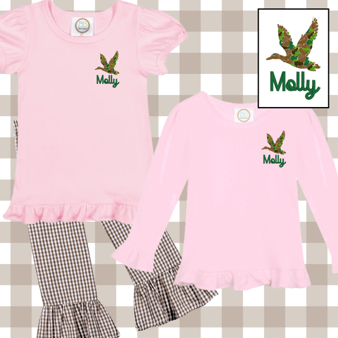 Camo Duck Tee/Romper PINK RUFFLE