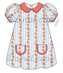 Back To School Collared Dress (apple print)