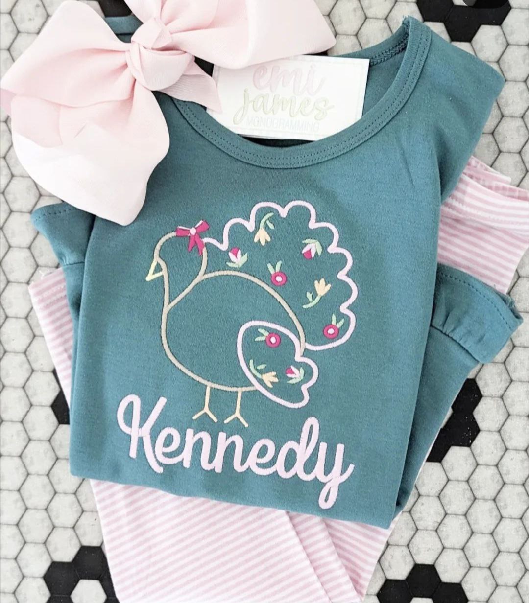 Floral Turkey Tee /Romper/Onesie