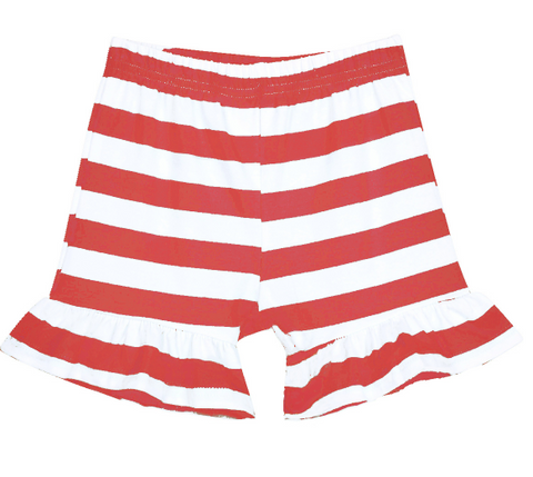 Red Stripe Shorts Ruffle
