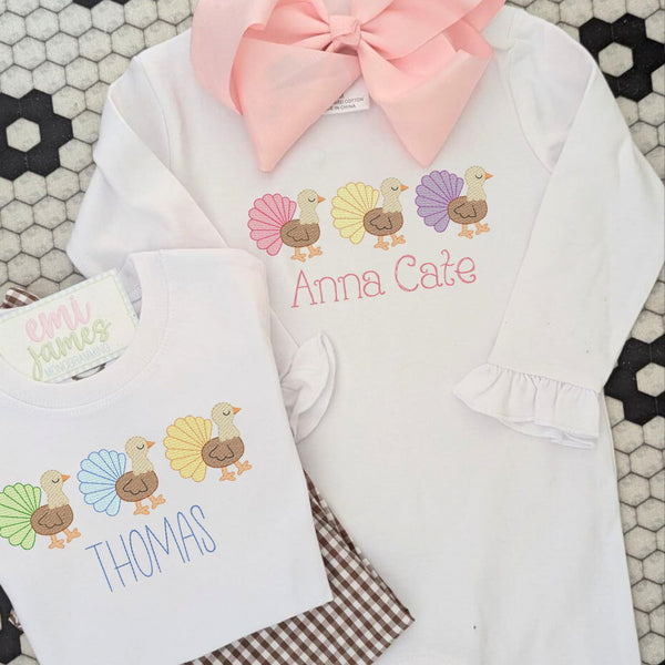 Trotting Turkey Ruffle Tee/Romper