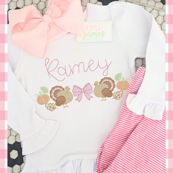 Thankful Turkey Ruffle Tee/Romper