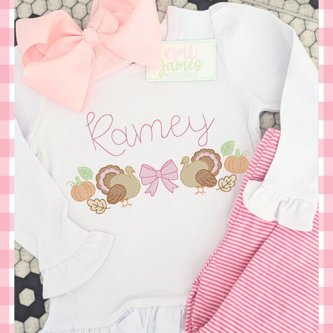 Thankful Turkey Ruffle Tee/Romper