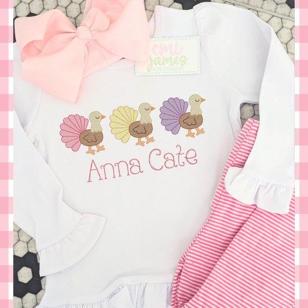 Trotting Turkey Ruffle Tee/Romper