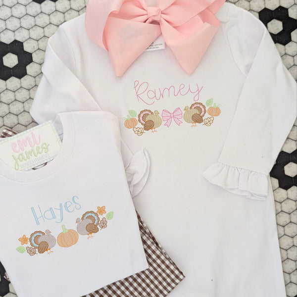 Thankful Turkey Ruffle Tee/Romper